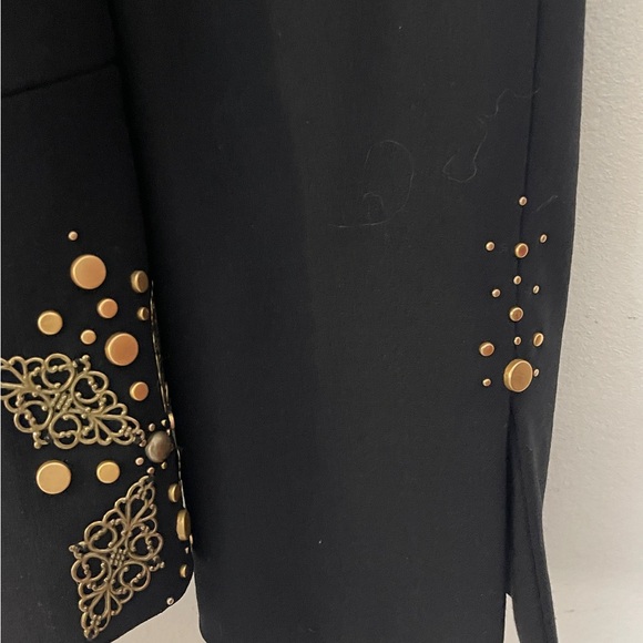 Dana Buchman Tailored Black Wool Blazer with Brass Metal Pattern Elegant - Picture 7 of 11